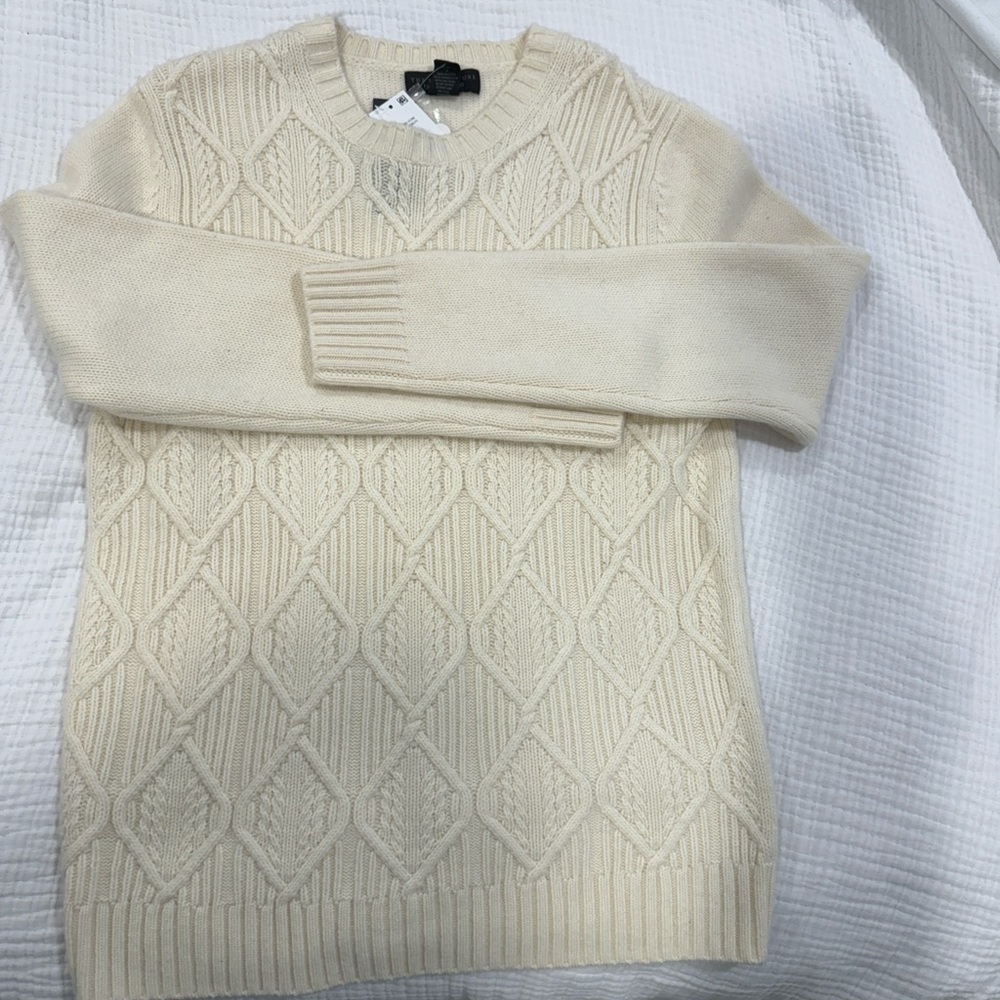 The Men's Store Wool-Cashmere Blend Cable-Knit Men's Sweater M NWT Cloud